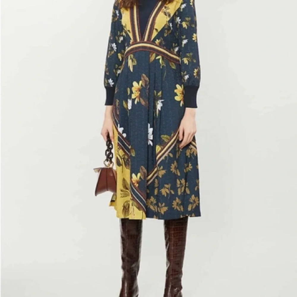 Ted Baker Floral Navy and Yellow Dress size 2 - Picture 1 of 9